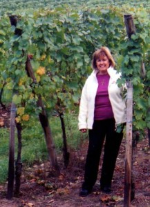 Arlene explores the vineyard outside her cottage in Katzenthal village, France. September 2008.